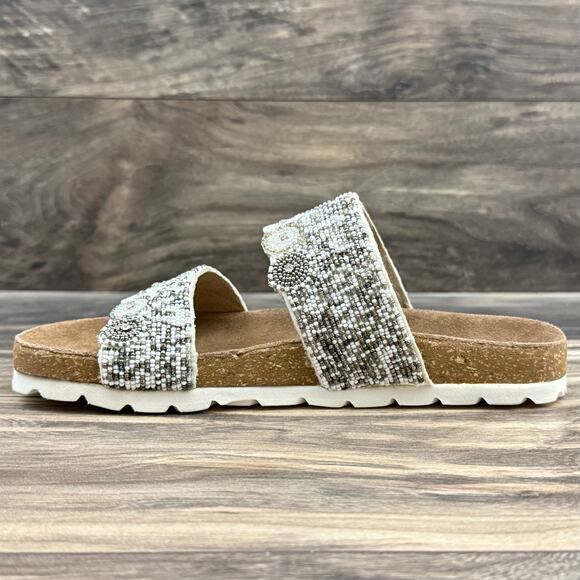 NIB Roan Bed Stu 8 Jury White Multi Beaded Slide Sandals Boho - Picture 6 of 12